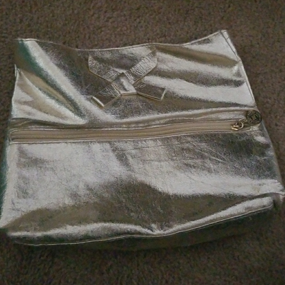 gold makeup bag